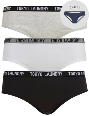 Ada (3 Pack) Cotton Assorted Briefs in Light Grey Marl / Bright White / Jet Black - Tokyo Laundry