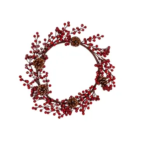 Advent wreathe Romimex Red Polyethylene Mistletoe Pine cone 40 x 40 x 40 cm