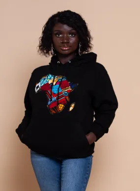 African Map Black Hoodie Top