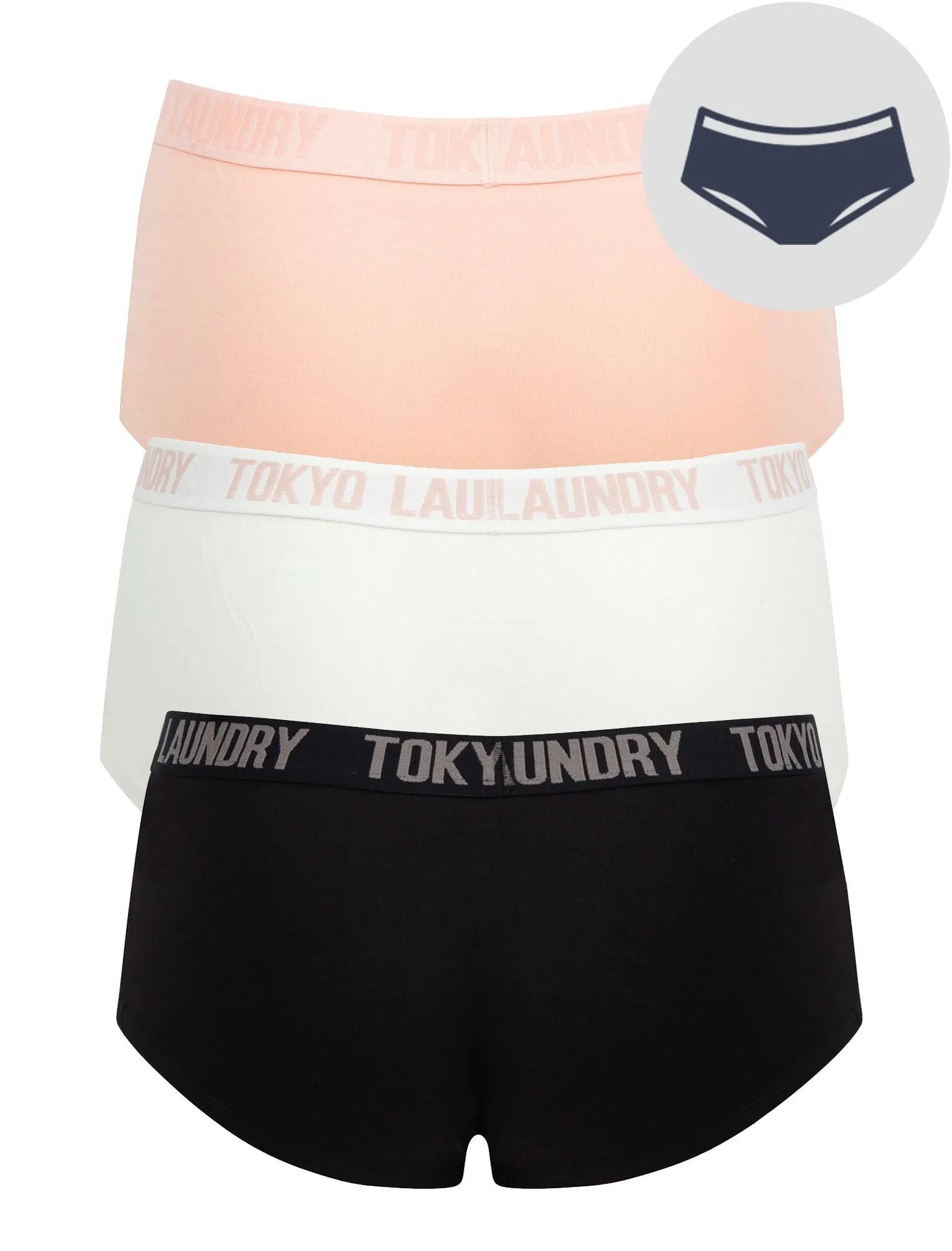 Andrea (3 Pack) Cotton Assorted Short Boxer Briefs in Egret / Evening Sand / Jet Black - Tokyo Laundry