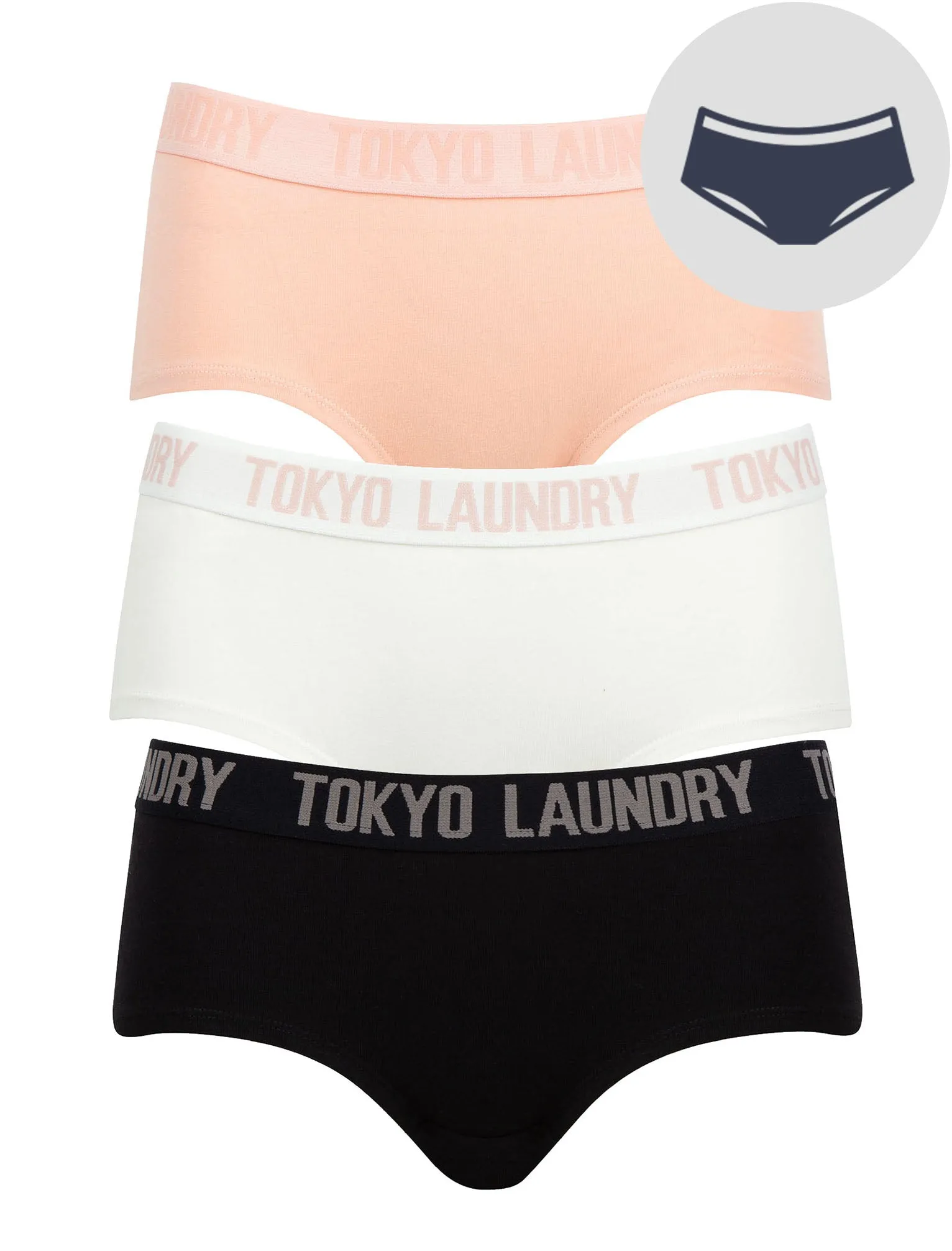 Andrea (3 Pack) Cotton Assorted Short Boxer Briefs in Egret / Evening Sand / Jet Black - Tokyo Laundry