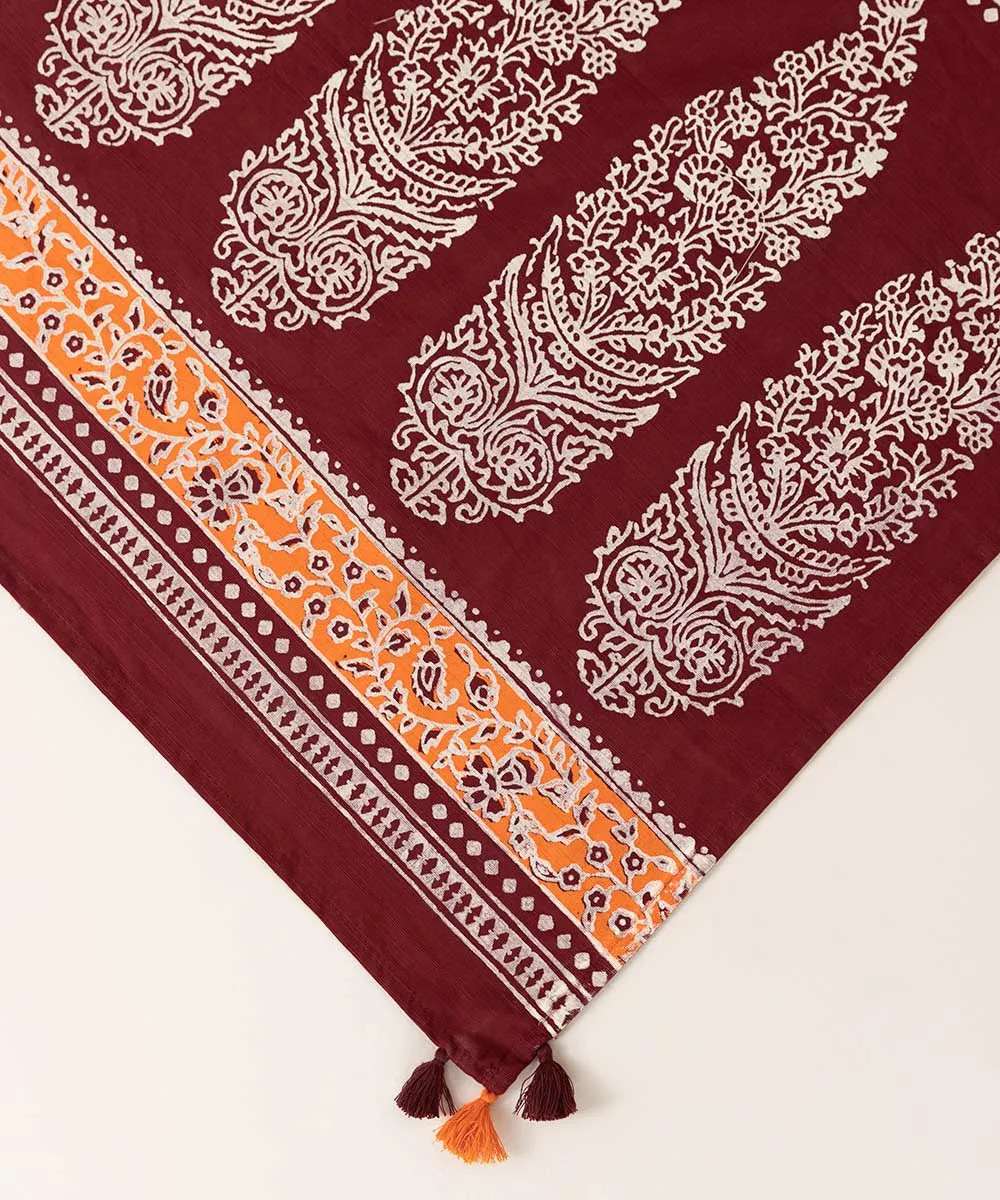 Block Printed Khaddar Dupatta