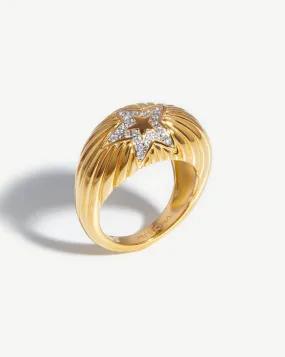 Celestial Ridge Pave Star Dome Ring | 18k Gold Vermeil/Cubic Zirconia