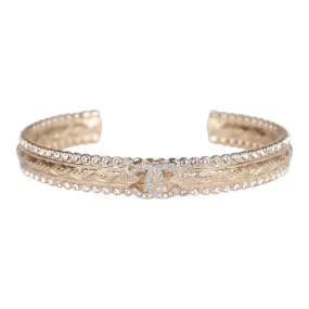 Chanel Crystal Manchette CC Gold Cuff Bracelet