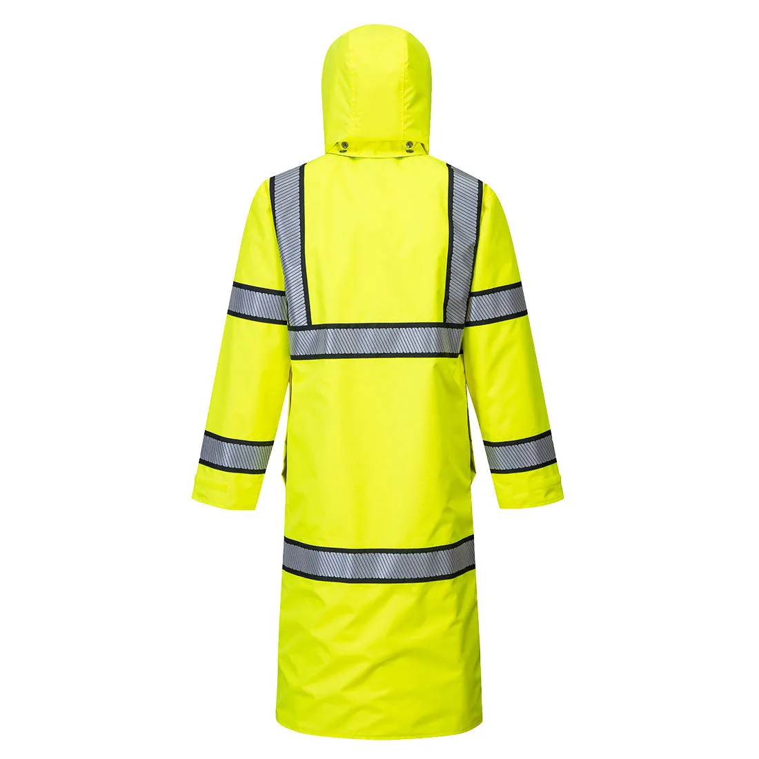 Class 3 Portwest Hi-Vis Reversible Rain Coat 48" Yellow/Black