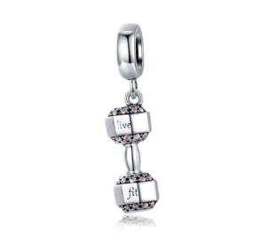 Fit & Fab Inspirational Dumbbell Charm 925 Sterling Silver