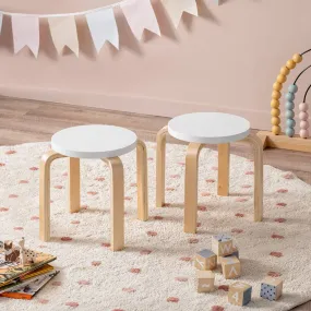 Hudson Kids Stool - Set of 2 - White/Natural