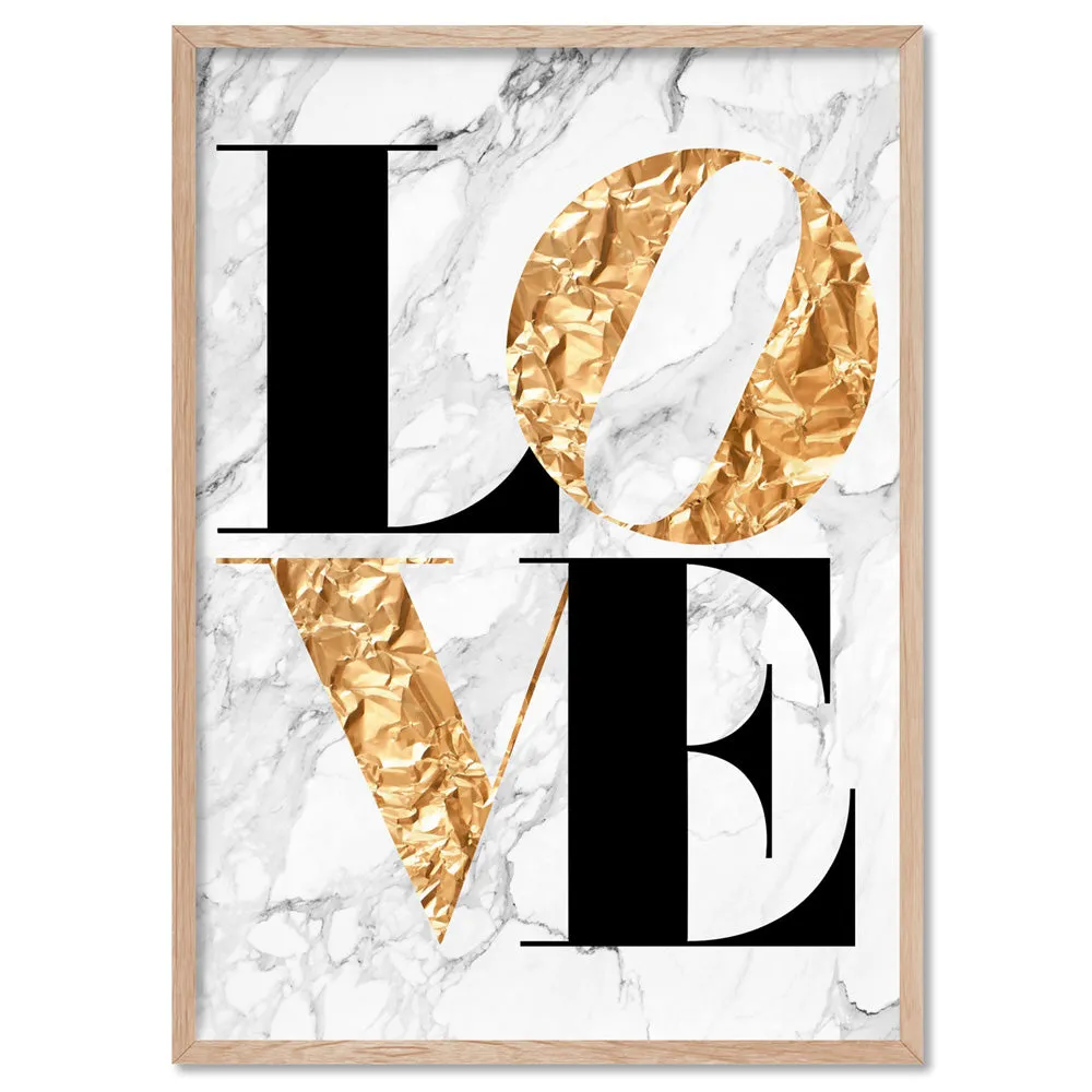 Iconic Love in faux gold & white marble - Art Print