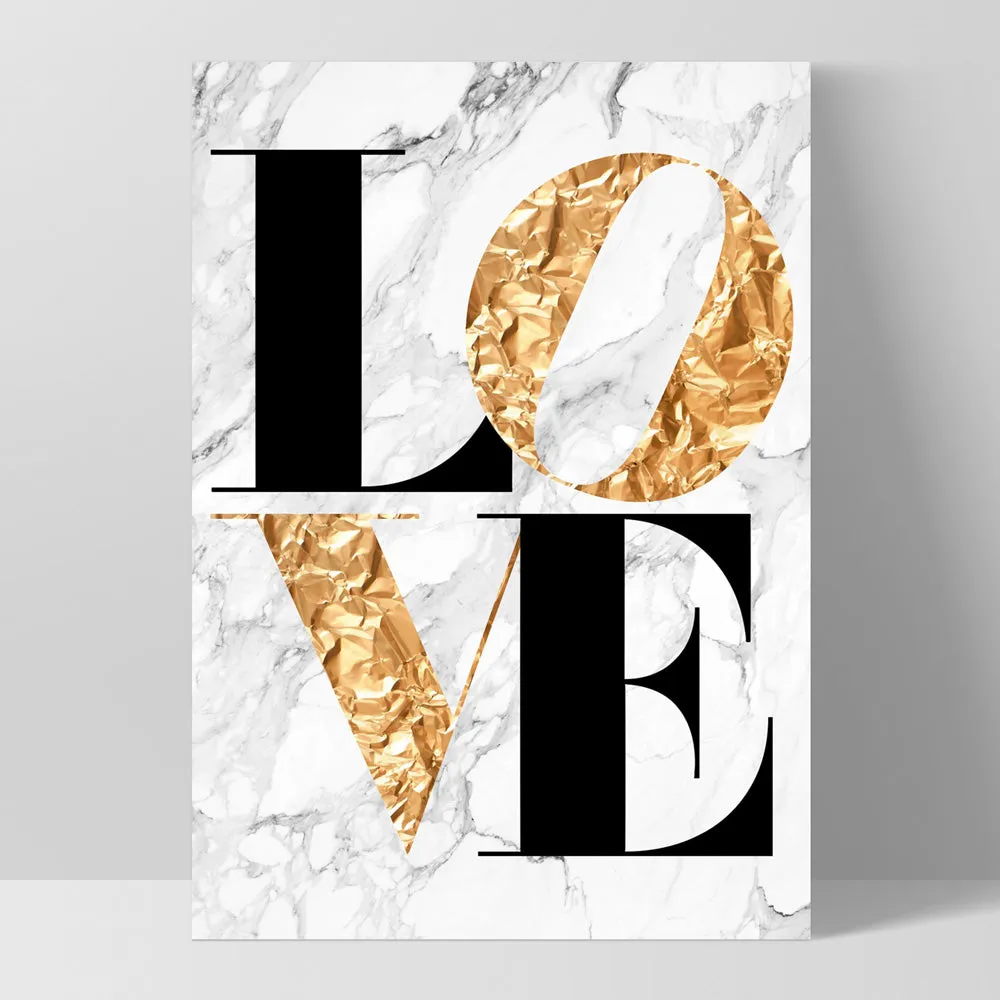 Iconic Love in faux gold & white marble - Art Print