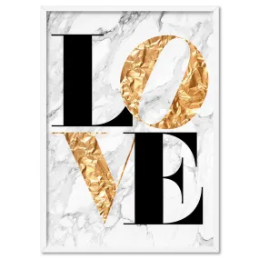 Iconic Love in faux gold & white marble - Art Print