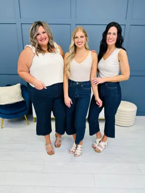 Judy Blue Tummy Control Everything You Want Wide Leg Cropped Jeans in Reg/Curvy