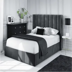 Maddox Upholstered Bed in Black/Green Colour