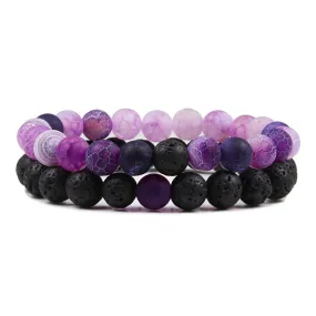 San Bernandino Stackable Beaded Bracelets, Purple / Black