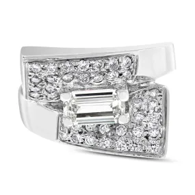 Spaces Engagement Ring (0.72 ct Emerald Cut IVS Diamond) in White Gold